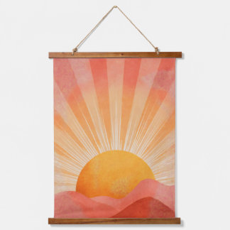 Tapisserie Suspendue Pink and Orange Boho Sunrise
