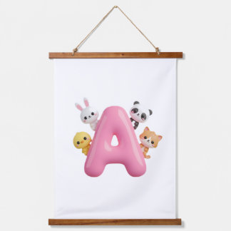 Tapisserie Suspendue Pink Balloon Letter A Forest Animals Wall Tapestry