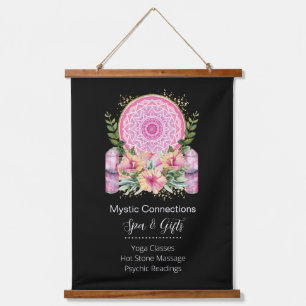 Tapisserie Suspendue Pink Mandala Crystals Flower Energy Yoga Reiki Spa