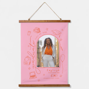 Tapisserie Suspendue Pink Orange Main dessinée Diplôme photo