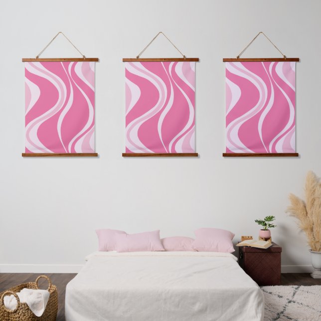 Tapisserie Suspendue Pink Waves Triple Wall Tapestry Set (Chambre à coucher)