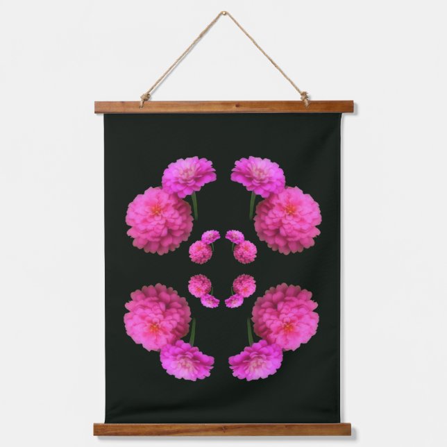 Tapisserie Suspendue Pink Zinnia Flower Pair Nature Abstract  (Recto)