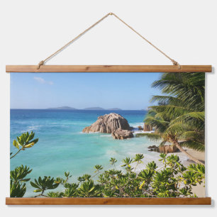Tapisserie Suspendue Plage de l'île tropicale Rochers Palmiers