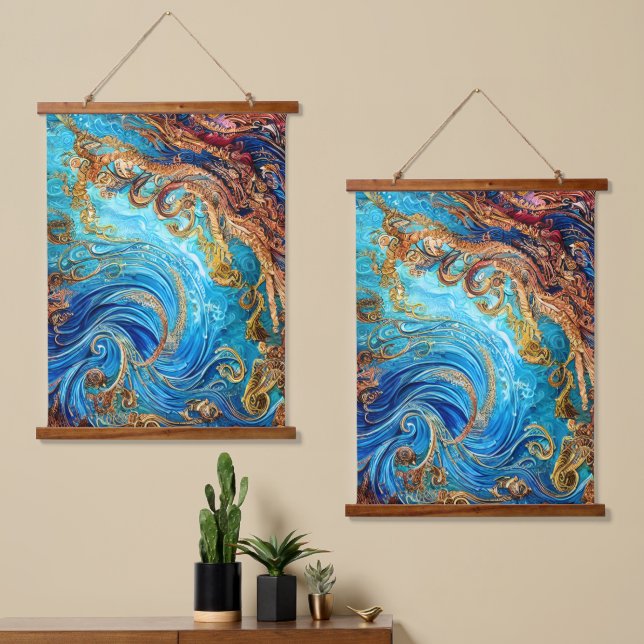 Tapisserie Suspendue Plage du paysage marin tropical Vagues océaniques (Asymétrique)