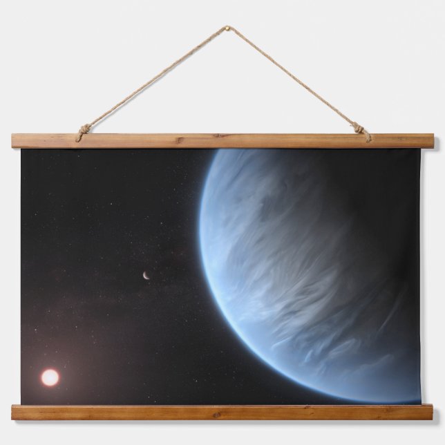 Tapisserie Suspendue Planète K2-18b, Étoile Hôte Et Planète Accompagnan (Devant)