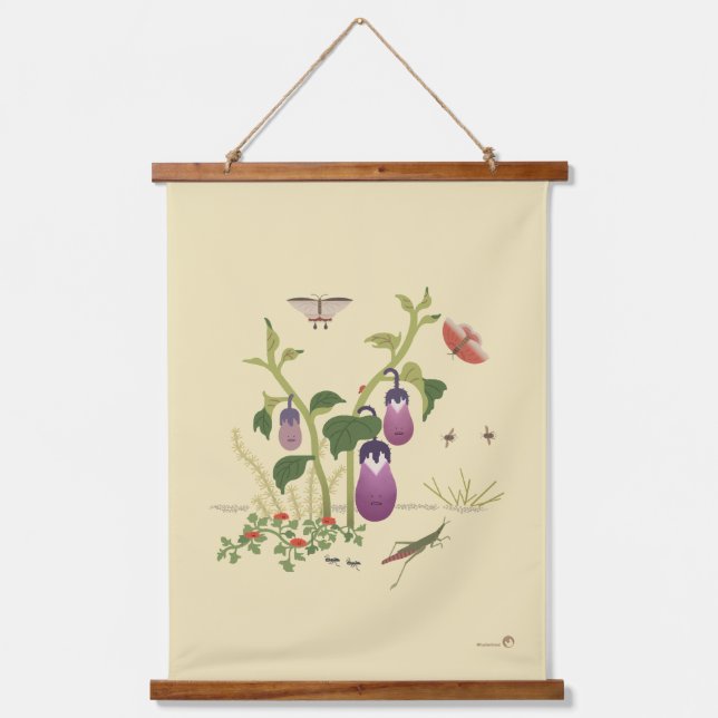 Tapisserie Suspendue Plantes et insectes _Aubergine (Recto)