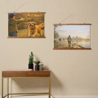 Tapisserie Suspendue Playful Dog Day Horizontal Tapestry Wall Art Set