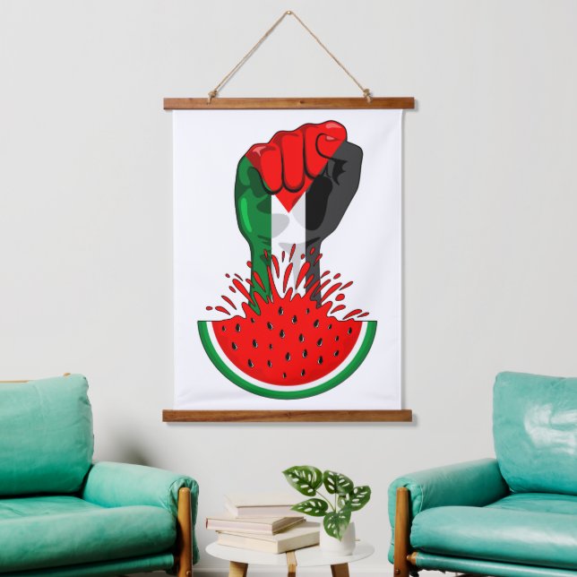 Tapisserie Suspendue Poing de résistance palestinienne sur le symbole d (Salon)