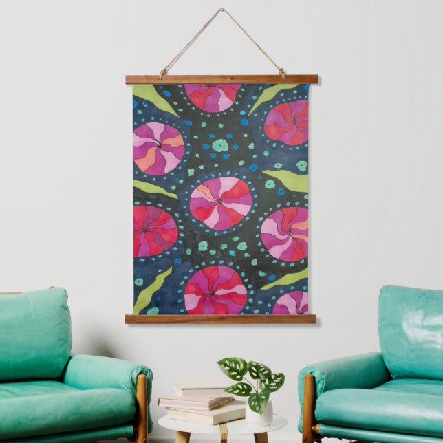 Tapisserie Suspendue Pop Cosmique Rose et Bleu (Salon)