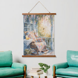 Tapisserie Suspendue Porche Coquet avec Charme de Courte-Pointe et Limo