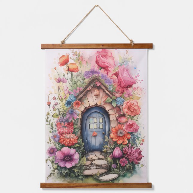 Tapisserie Suspendue Porte de fée florale mignonne (Recto)