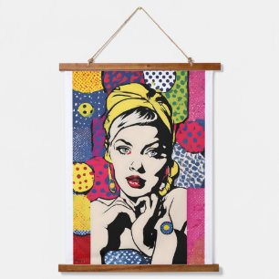 Tapisserie Suspendue Portrait de femme rétro pop art