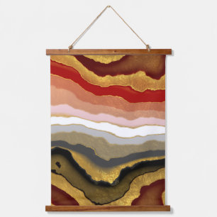 Tapisserie Suspendue Poster Abstrait d'agate doré