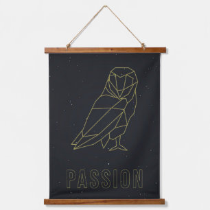 Tapisserie Suspendue Poster d'affirmation de hibou origami jaune.