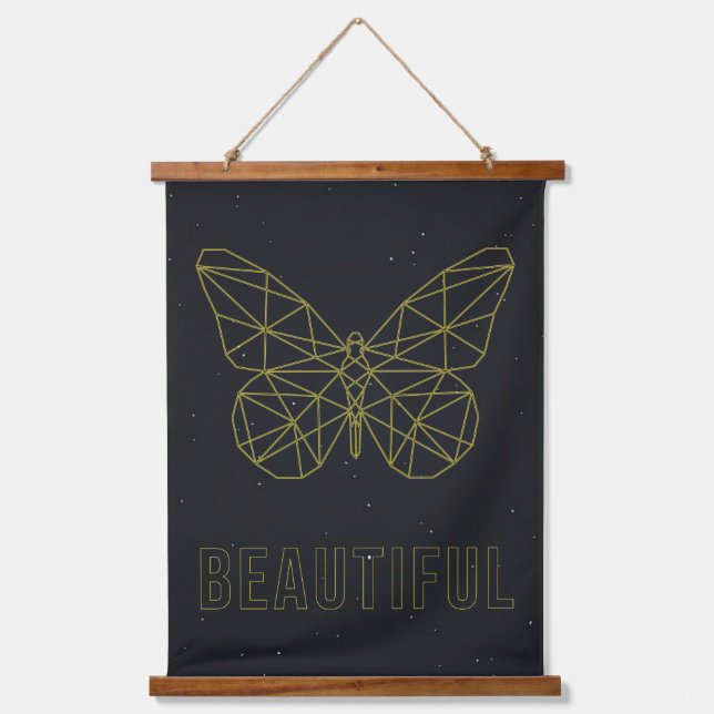 Tapisserie Suspendue Poster d'affirmation jaune origami beauté papillon (Recto)