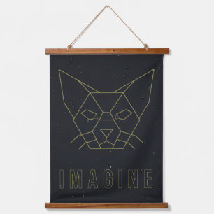Tapisserie Suspendue Poster d'affirmation origami chat avec mot imagine