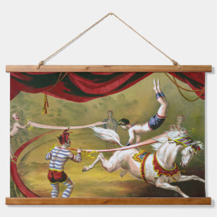 Tapisserie Suspendue Poster De Cirque Montrant Acrobat En Cours De Cour