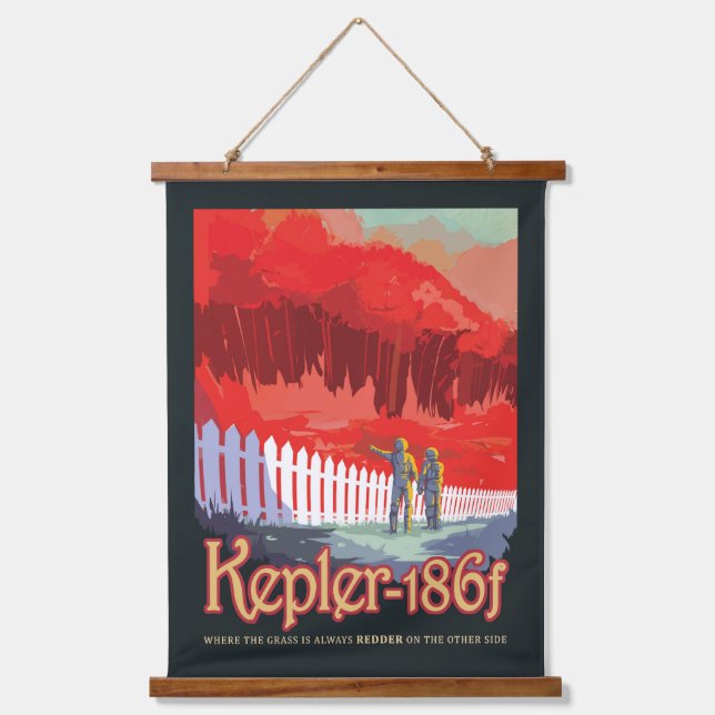 Tapisserie Suspendue Poster De L'Espace Rétro De Kepler-186f. (Recto)
