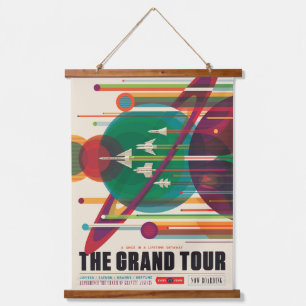 Tapisserie Suspendue Poster de Voyage Espace Rétro - Système Solaire Gr