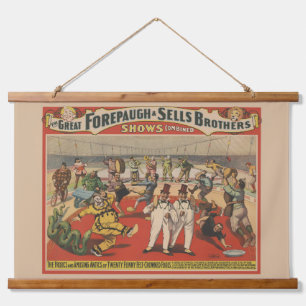 Tapisserie Suspendue Poster Du Cirque Montrant L'Amusant Antique Des Cl