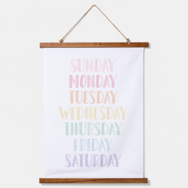 Tapisserie Suspendue Poster éducatif Pastel Days of the Week (Recto)