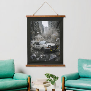 Tapisserie Suspendue Poster inspiré d'Initial D AE86 City Street Chaos
