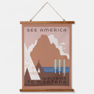 Tapisserie Suspendue Poster vintage Promouvoir Les Voyages Au Montana.