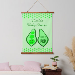 Tapisserie Suspendue Prêt à cueillir le Baby shower de pois verts sur m