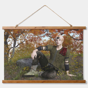 Tapisserie Suspendue Prince de la forêt de fantaisie d'automne Portrait