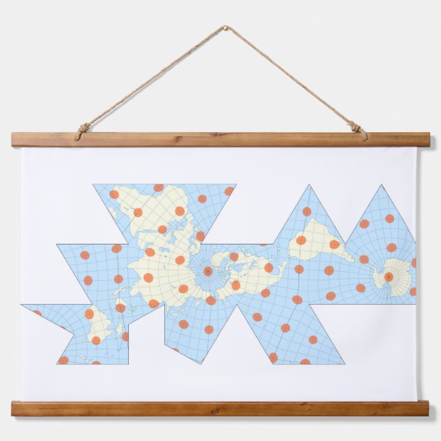 Tapisserie Suspendue Projection de dymaxion avec l'indicatrix de Tissot (Devant)