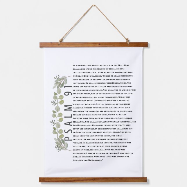 Tapisserie Suspendue Psaume 91 Eucalyptus Feuille Bible Versets chrétie (Recto)
