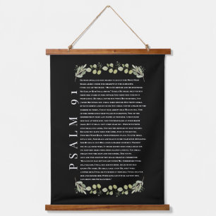 Tapisserie Suspendue Psaume 91 Eucalyptus Feuille Bible Versets Scroll 