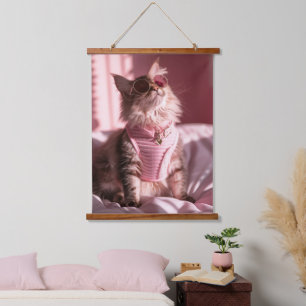 Tapisserie Suspendue Purfection rose : Chic Chat dans le style