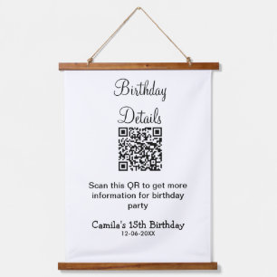 Tapisserie Suspendue QR scanner anniversaire détails fête moderne 15 an