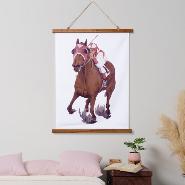 Tapisserie Suspendue Racehorse Thoroughbred remporte la course (Chambre à coucher)
