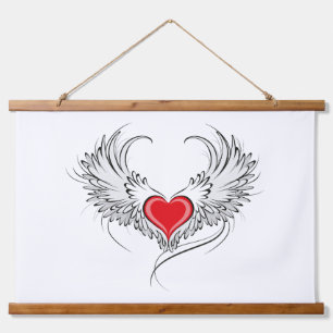 Tapisserie Suspendue Red Angel Coeur avec ailes