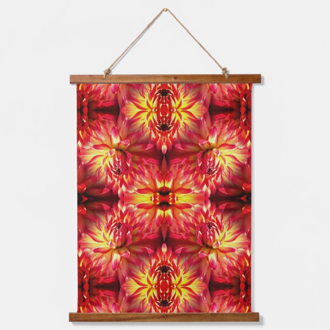 Tapisserie Suspendue Red Dahlia Flower Abstract Nature Pattern  (Recto)