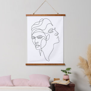 Tapisserie Suspendue Reflets Intérieurs – Art en Ligne Minimaliste Doub