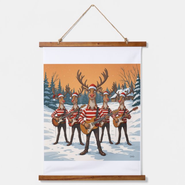 Tapisserie Suspendue “Reindeers Playing Guitar for Christmas” brings a  (Recto)