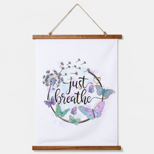 Tapisserie Suspendue Respirer le papillon Dandelion Self Care Yoga (Recto)
