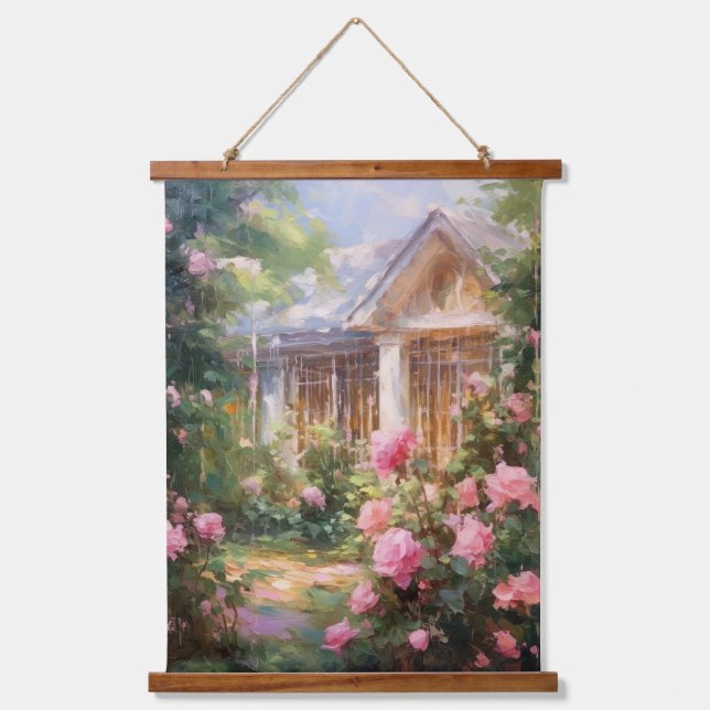 Tapisserie Suspendue Retraite de jardin rose (Recto)
