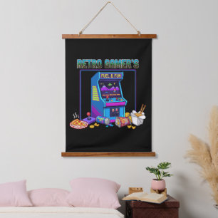 Tapisserie Suspendue Retro Gamer's Fuel & Fun   Arcade Pixel Art 8-Bit