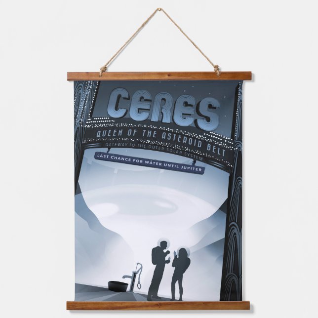 Tapisserie Suspendue Retro Space Travel Poster-Nwarf Planet Ceres. (Recto)