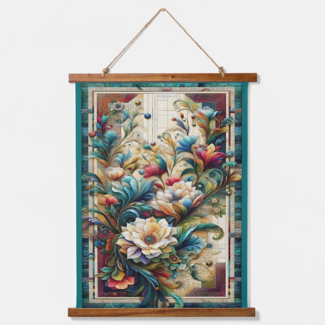 Tapisserie Suspendue Revêtement de surface Florales Bois Taché Tapisser (Recto)