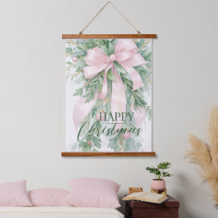 Tapisserie Suspendue Ribbon de Noël rose satin vert creux