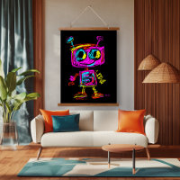 Robot Art Pop Néon : Ludique et Futuriste