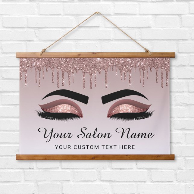 Tapisserie Suspendue Rose Gold Parties scintillant Lash Brow Beauty Bus (Créateur téléchargé)