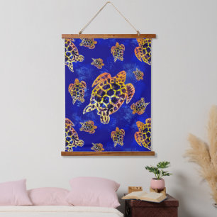 Tapisserie Suspendue Sac à cordon en batik d'art africain Tortues marin
