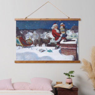 Tapisserie Suspendue Santa livrant un chargement de livres par Wyeth