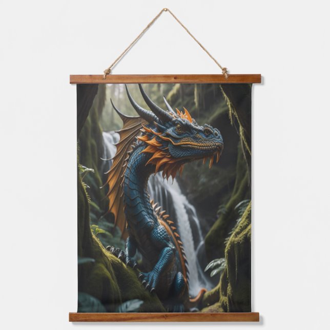 Tapisserie Suspendue Sapphire Ember Enchanted Forest Dragon Imaginaire (Recto)